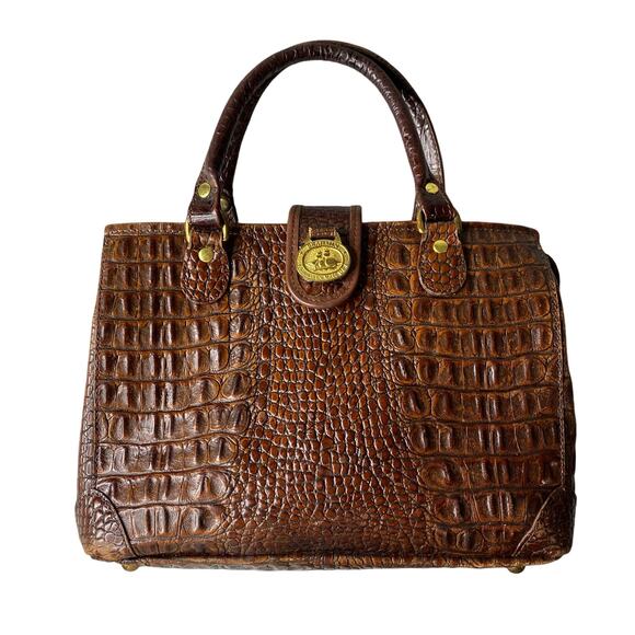 Vintage Brahmin Brown Crocodile Embossed Leather Purse Handbag small - Picture 1 of 9